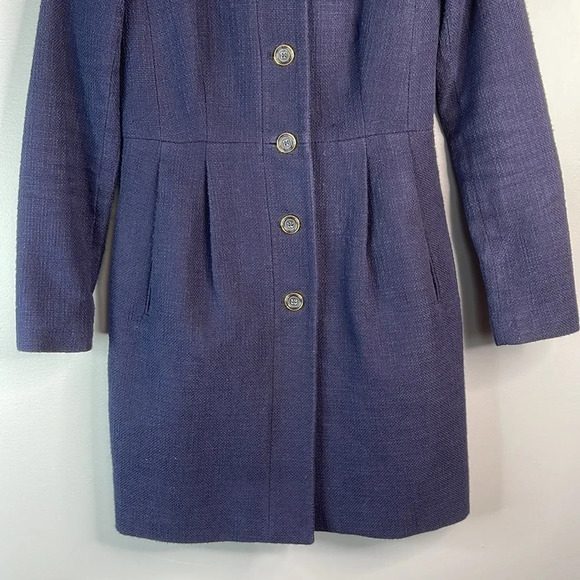 BANANA REPUBLIC Tulip Coat Navy Blue Single Breasted Textured Weave Size XS - Picture 4 of 11